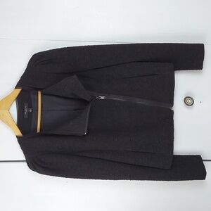 Ann Taylor Black Textured Jacket/Sports Coat Zip Pockets Elegant Office. Sz.6